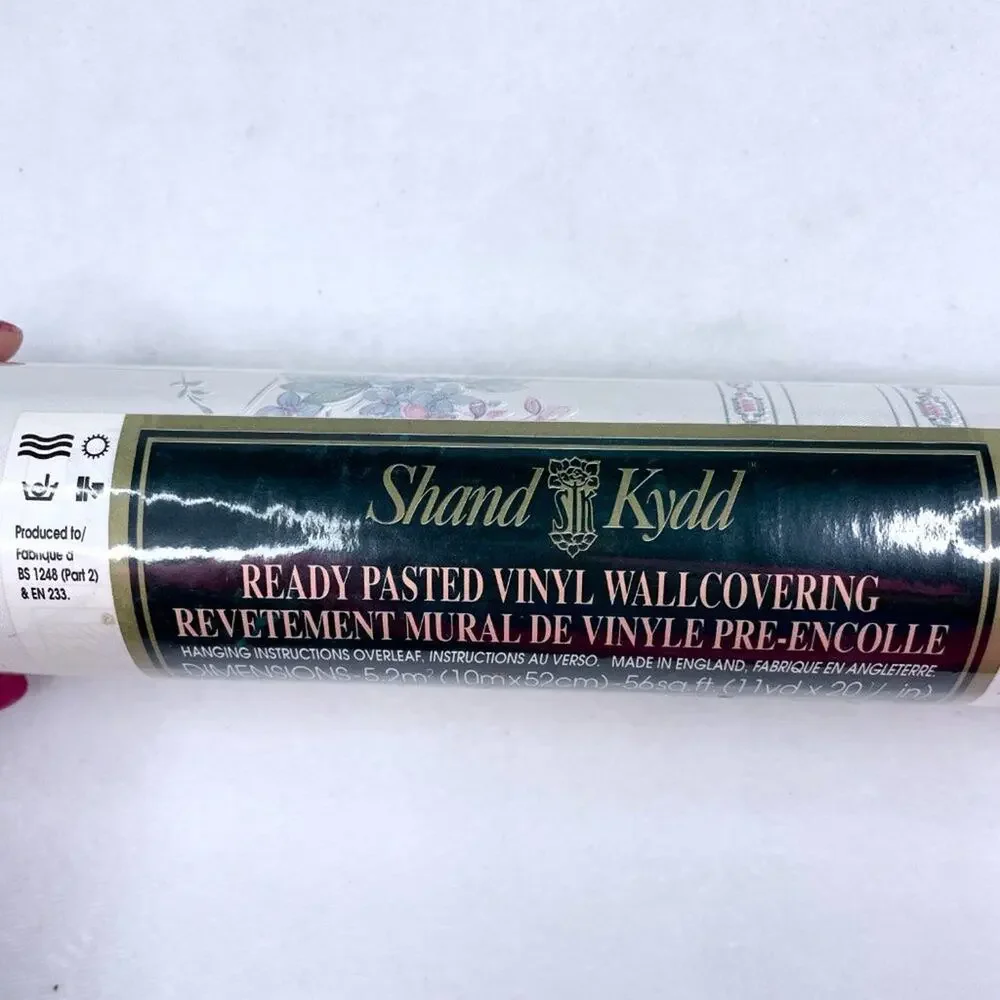 Vintage Shand Kydd Metallic Floral Wallpaper Roll